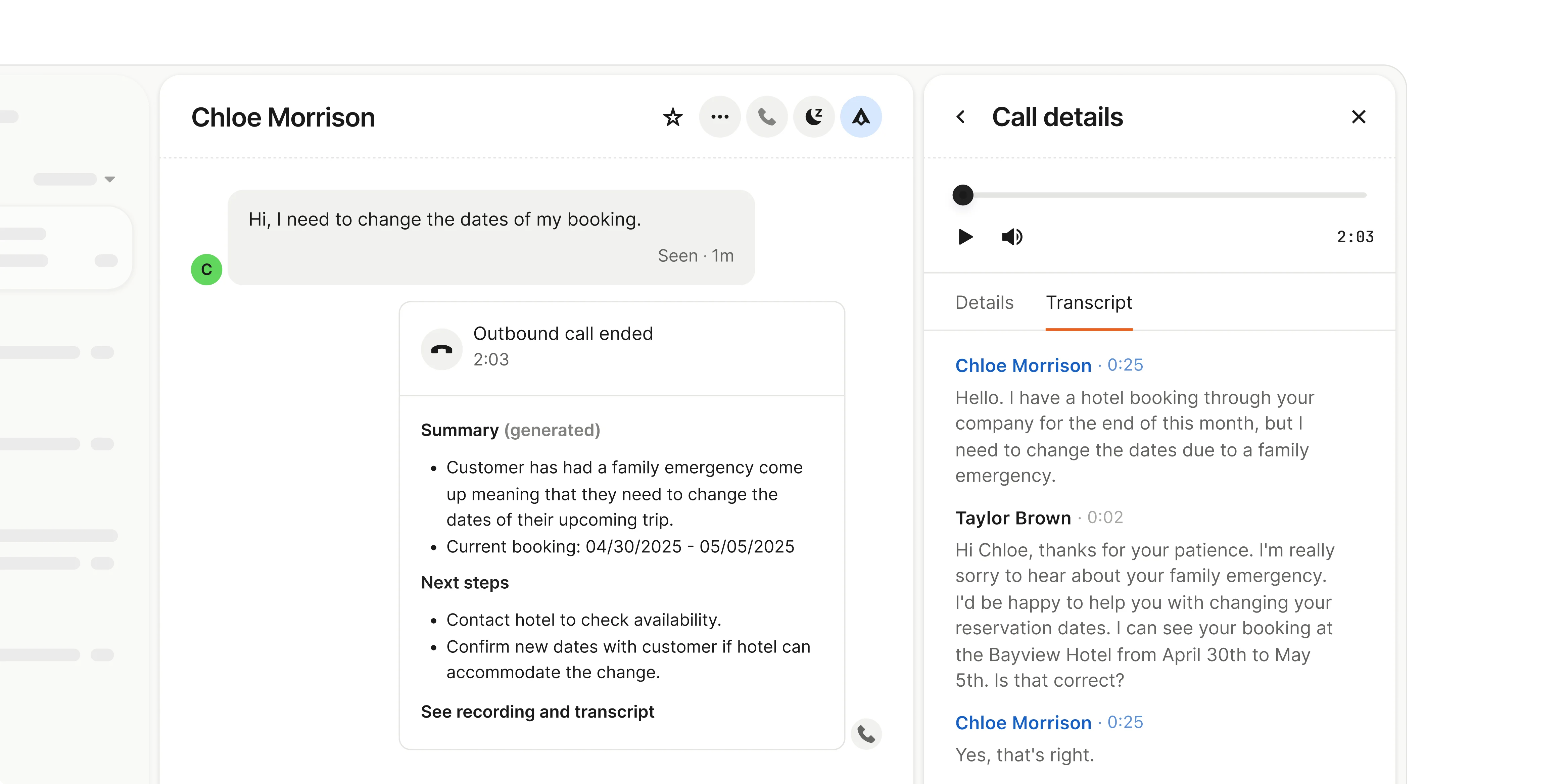 AI summaries for faster agent follow-ups
